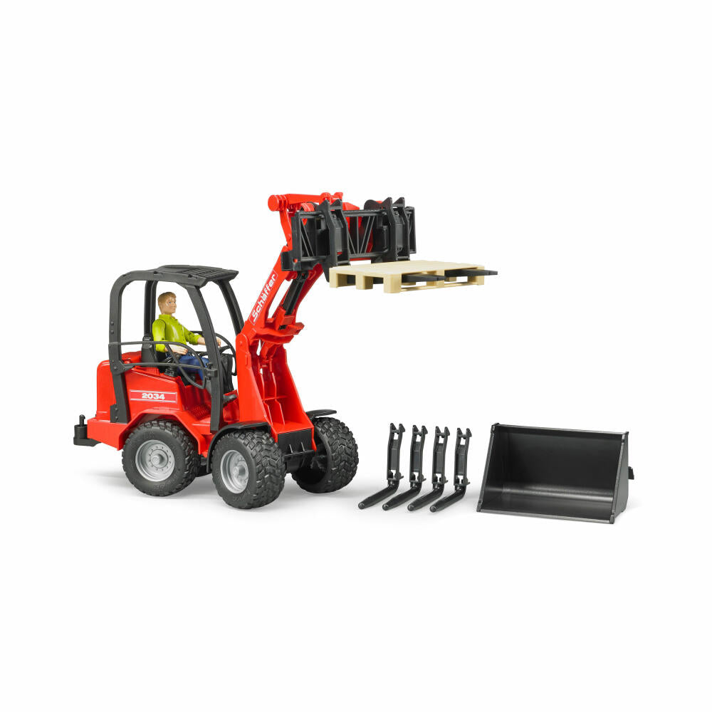 Bruder Agriculture Schäffer Hoflader 2034, with figure, wheel loader, model vehicle, model vehicle, toy, 02191