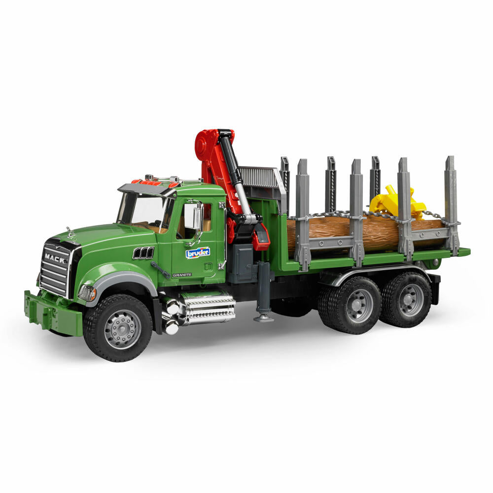 Bruder Forestry MACK Granite Timber Transport Truck, with Loading Crane, Grab, Model Vehicle, Model Vehicle, Toy, 02824