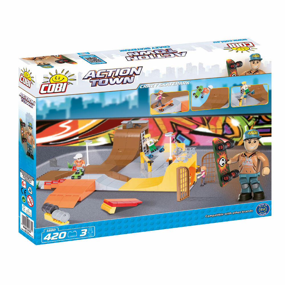 COBI Action Town Crazy Skatepark, Skater, Skate Park, Skateboard, Spielzeug, Konstruktionsbausteine, Kunststoff, 420 Teile, 1880