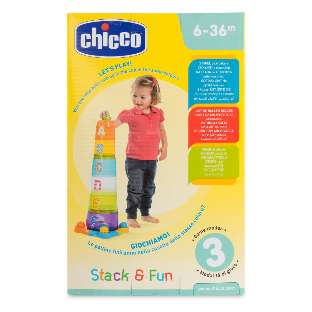 Chicco 2 In 1 Stacking Cup and Marble Run, Sorting Game, Ball Game, Puzzle Game, Toy, 9308000000