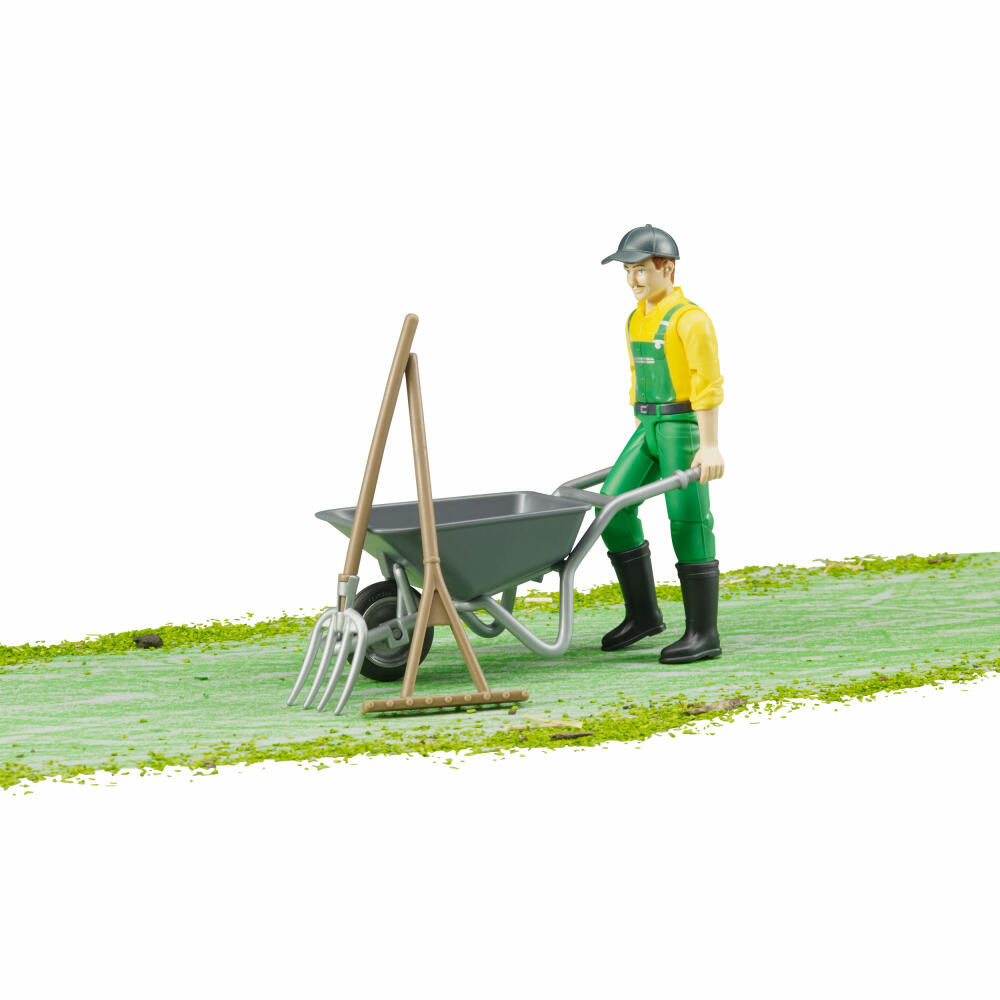 Bruder bworld Figurenset Landwirt, 5-tlg., Schubkarre, Spielfigur, Modell, Spielzeug, 62610