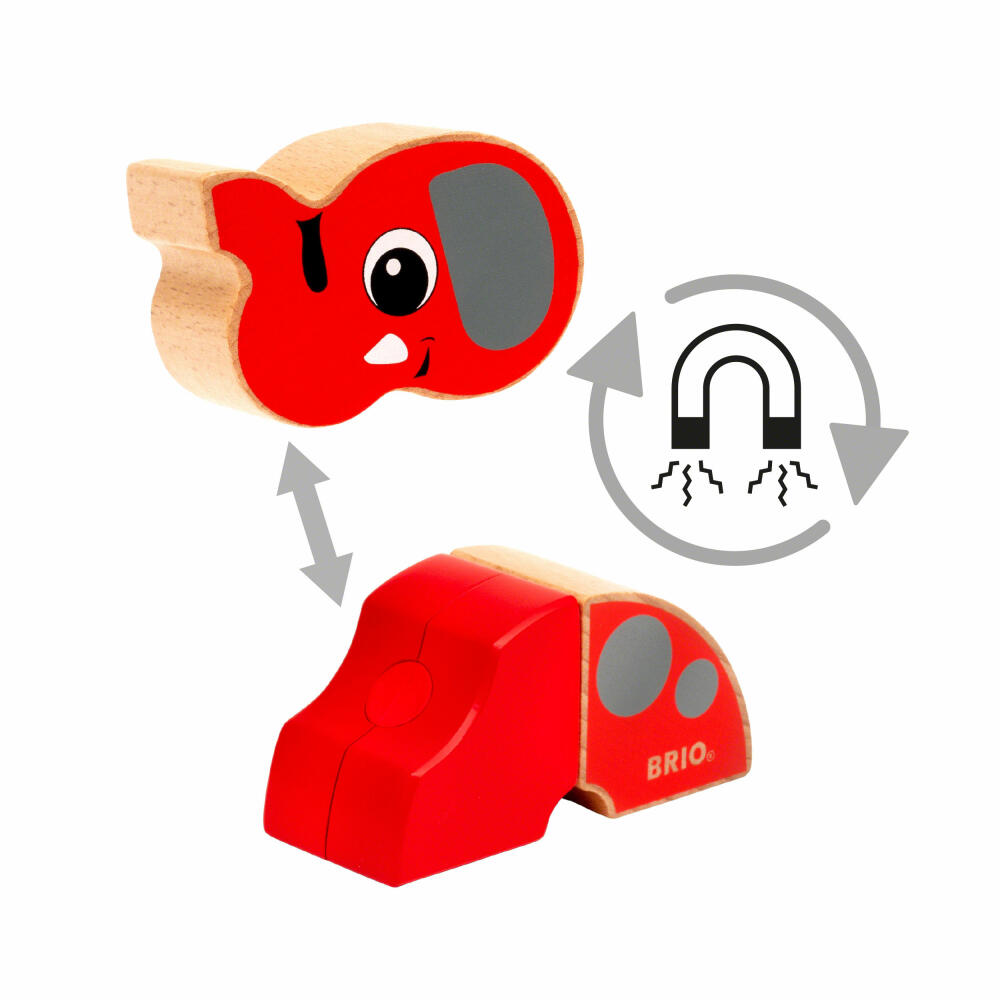 BRIO Magnet-Tiere Elefant und Giraffe, 6-tlg., Magnetisches Spielzeug, Holzspielzeug, Kleinkind, 30284