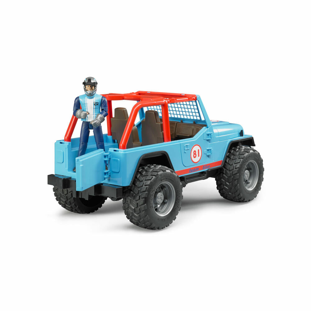 Bruder Freizeit Jeep Cross Country Racer Blau, mit Rennfahrer, Modellfahrzeug, Modell Fahrzeug, Spielzeug, 02541