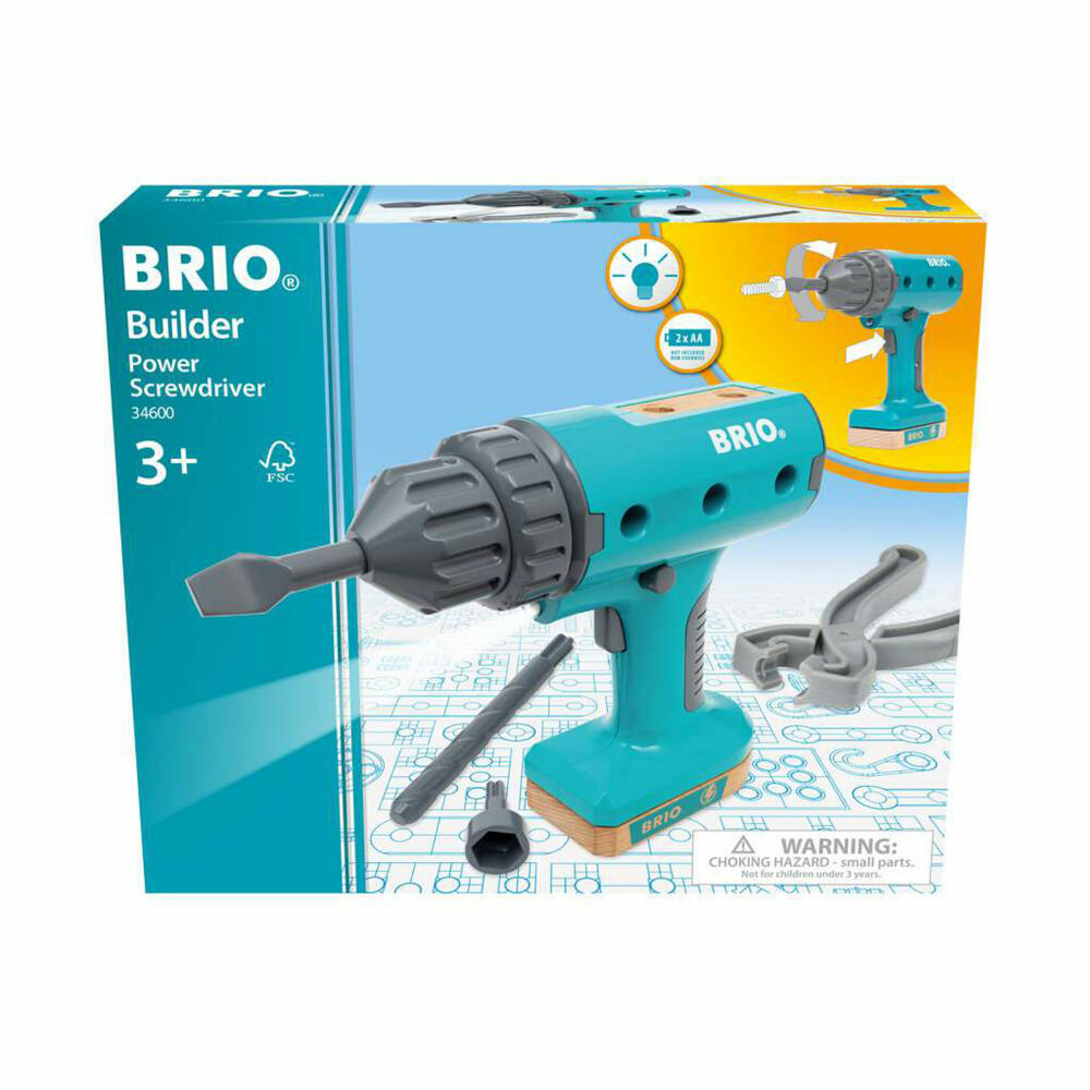 BRIO Builder Cordless Screwdriver, Tool, Children's Tool, Children's Toy, from 3 Years, 63460000