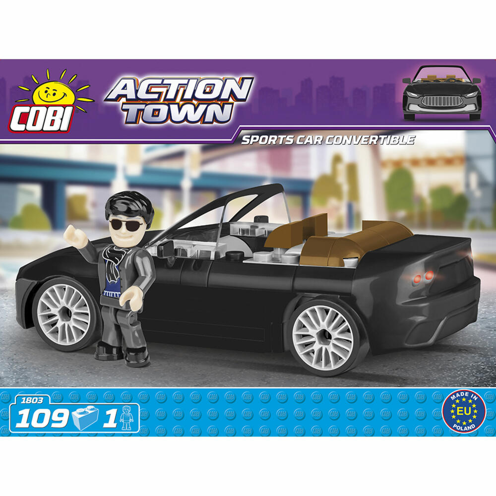 COBI Action Town Sports Car Convertible Cobra, Sportliches Cabrio, Fahrzeug, Auto, Spielzeug, Konstruktionsbausteine, 109 Teile, 1803