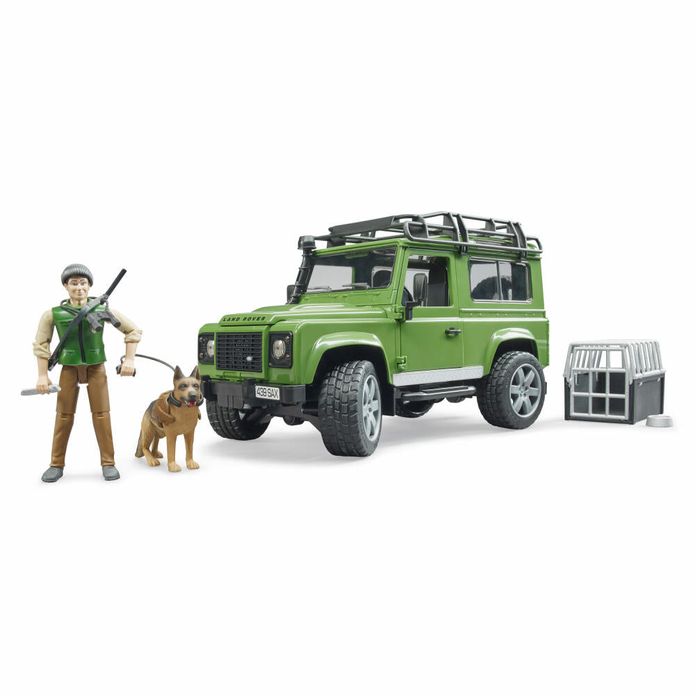 Bruder Forstwirtschaft Land Rover Defender Station Wagon, mit Förster und Hund, Modellfahrzeug, Modell Fahrzeug, Spielzeug, 02587