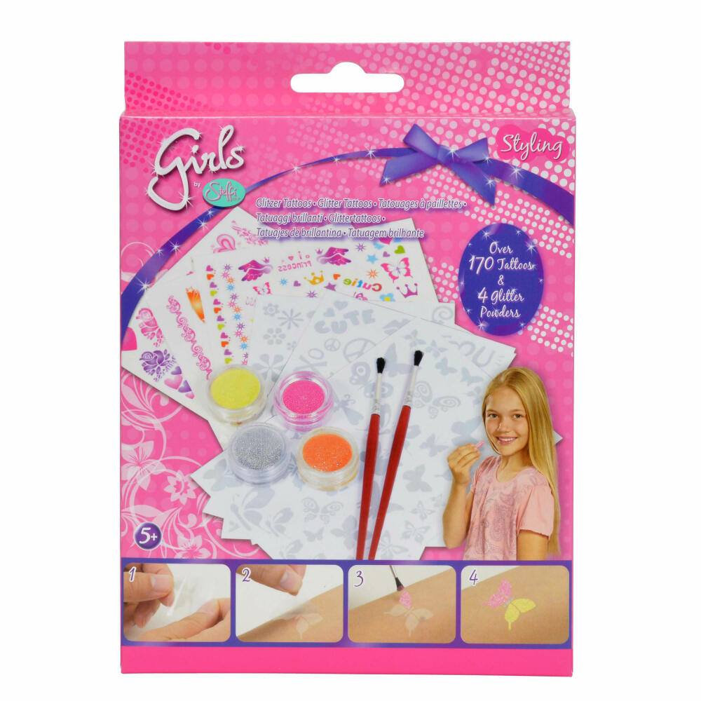 Simba Steffi Love Girls Glitter Tattoos, Klebetattoos, Tätowierungen, zum Selbermachen, Glitzer, Pinsel, über 170 Stück, 105562876