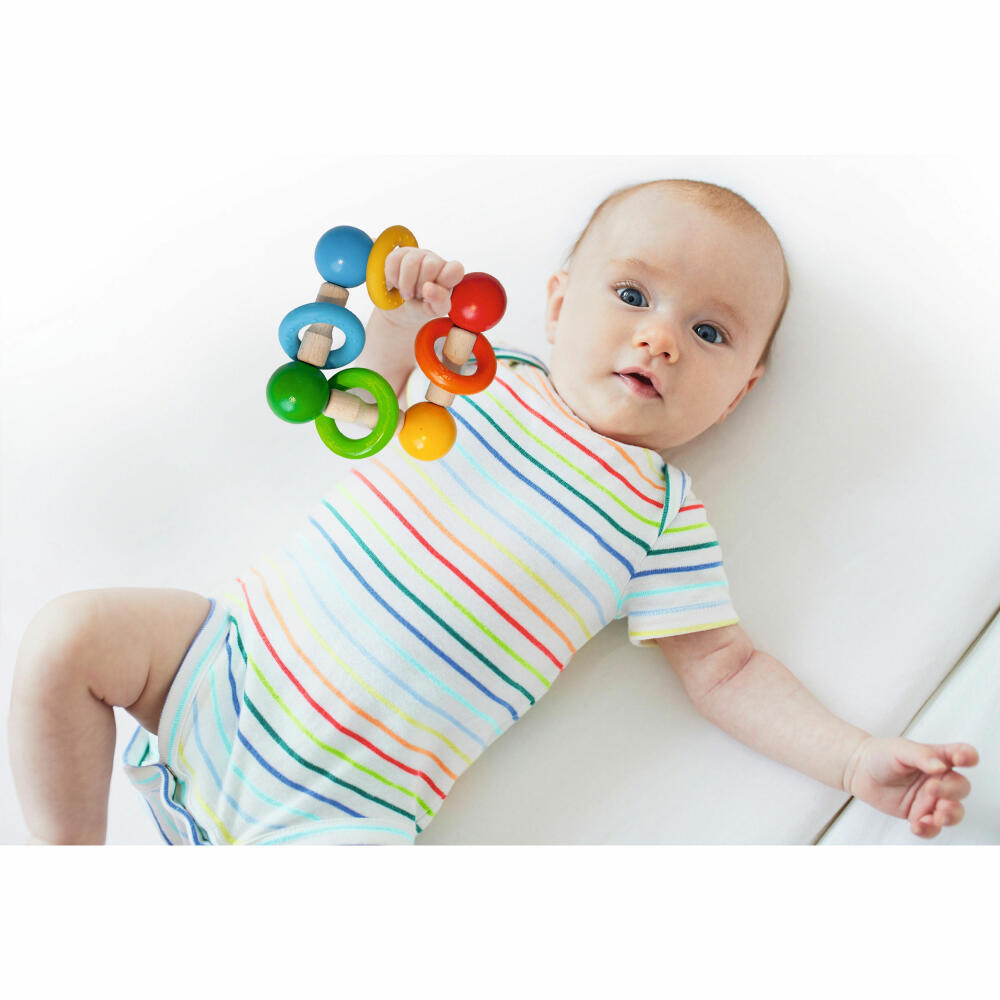 Eichhorn Baby grasping toy with rings, teething ring, chewing ring, motor skills toy, motor skills toy, wooden toy, 100017048