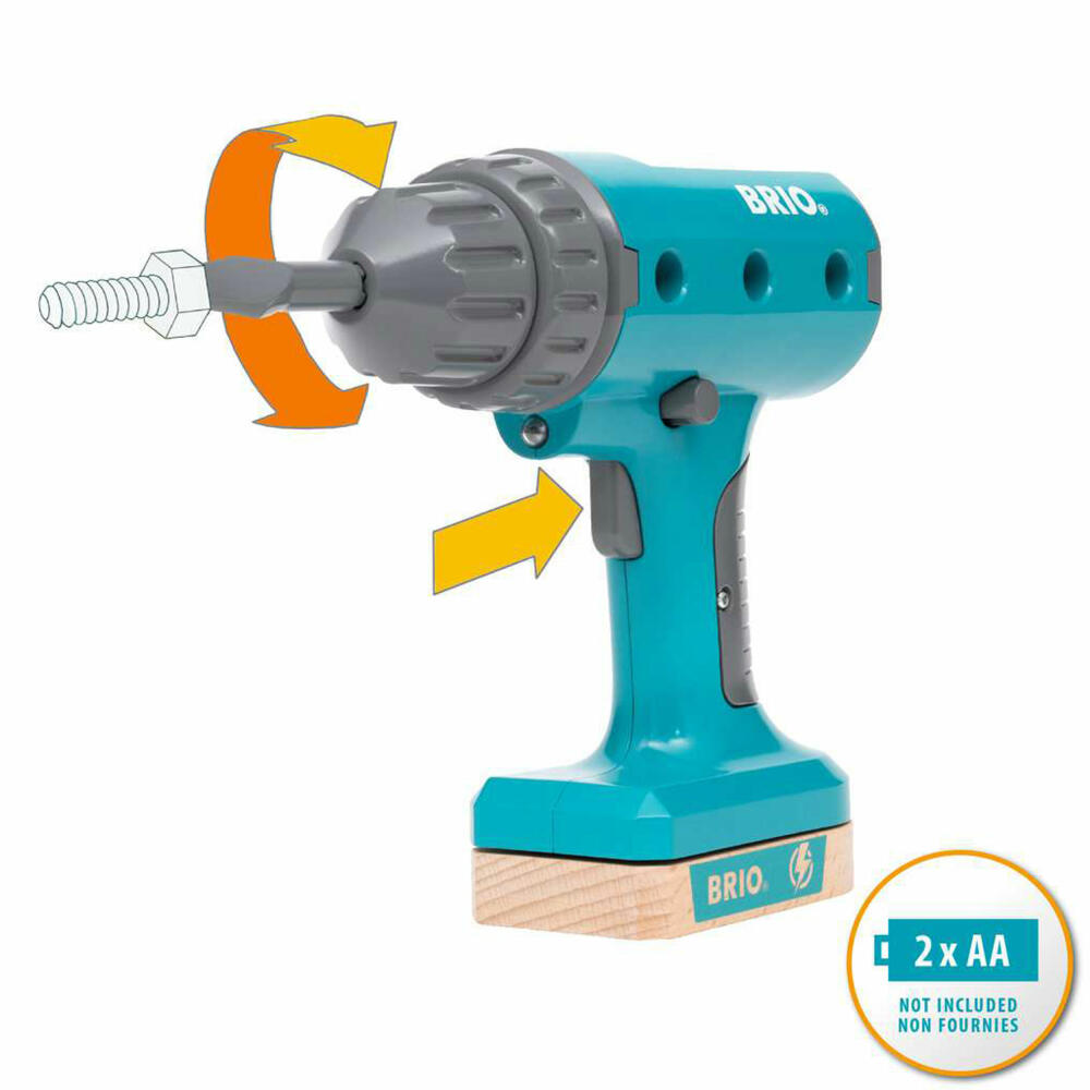 BRIO Builder Cordless Screwdriver, Tool, Children's Tool, Children's Toy, from 3 Years, 63460000