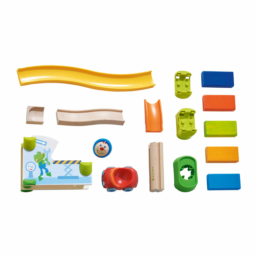 HABA Kullerbü-Themenset Ab ins Auto, Bahn Spiel, Kugelspiel, Autospiel, Spielzeug, 303088