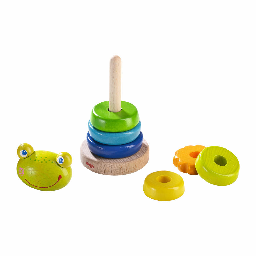 HABA Steckspiel Frosch, 8-tlg., Stapelspiel, Sortierspiel, Holzspielzeug, 302915