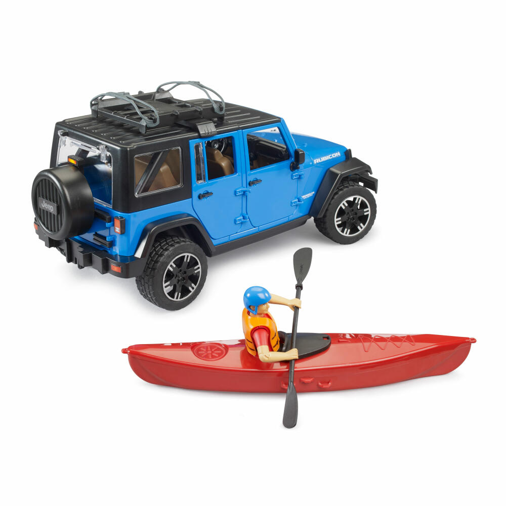 Bruder Jeep Wrangler Rubicon Unlimited with Kayak and Figure, Toy Car, Toy Car, 02529