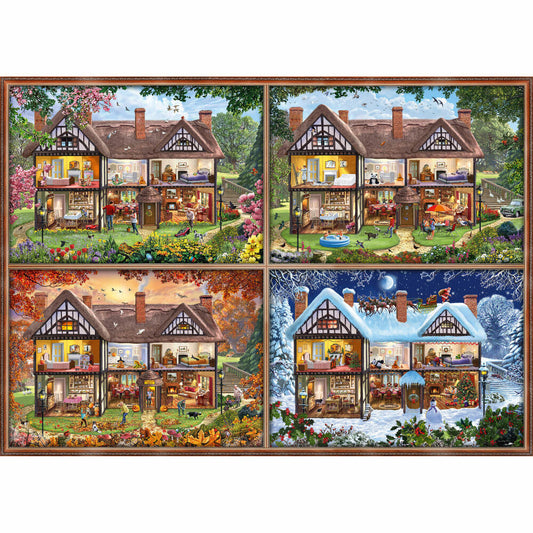 Schmidt Spiele Jahreszeiten Haus, 2000 Teile, Erwachsenenpuzzle, Puzzle, Steckpuzzle, 58345