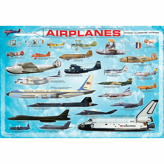 Eurographics Puzzle Flugzeuge, Kinderpuzzle, 100 Teile, 48 x 33 cm, 6100-0086
