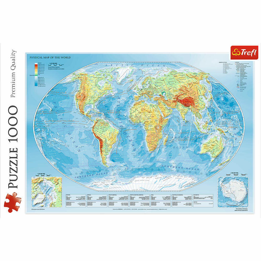 Trefl Puzzle Physische Weltkarte, 1000 Teile, 68.3 x 48 cm, 10463