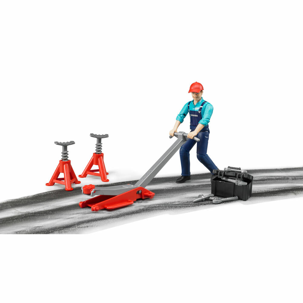 Bruder bworld Figurenset Werkstatt, 10-tlg., Mechaniker, Werkzeug, Spielfigur, Figur, Modell, Spielzeug, 62100