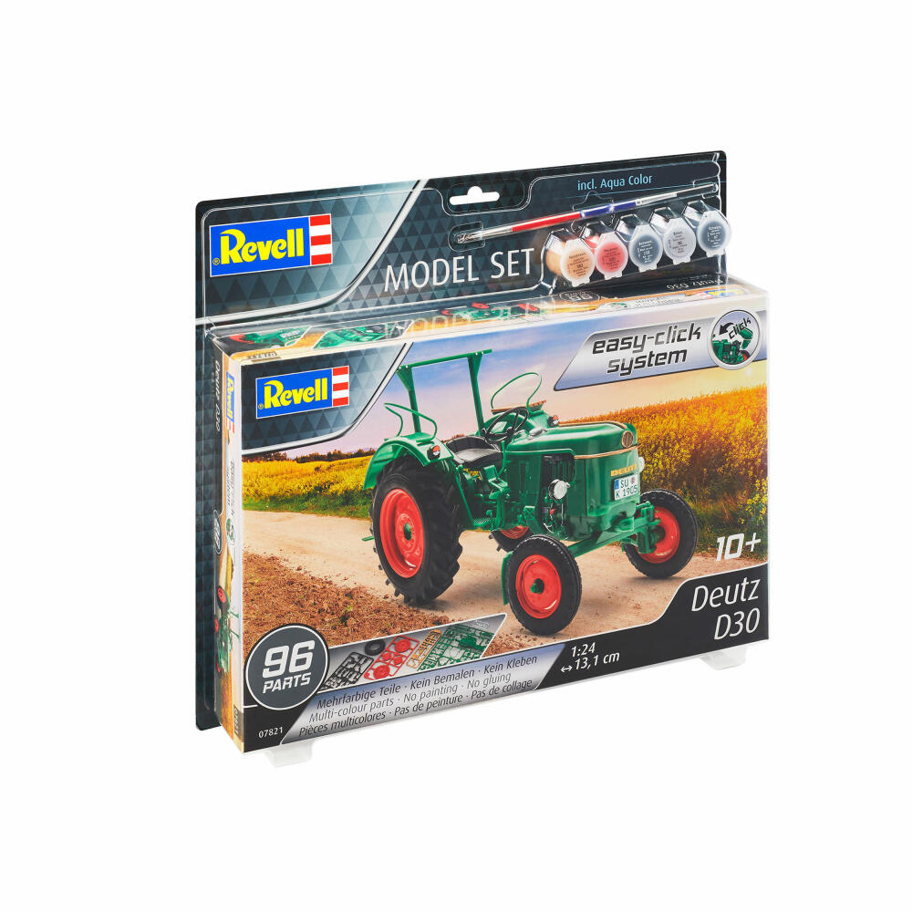 Revell Model Set Deutz D30, Traktor, Easy Click System, Modellbausatz mit Farben, 96 Teile, ab 10 Jahren, 67821