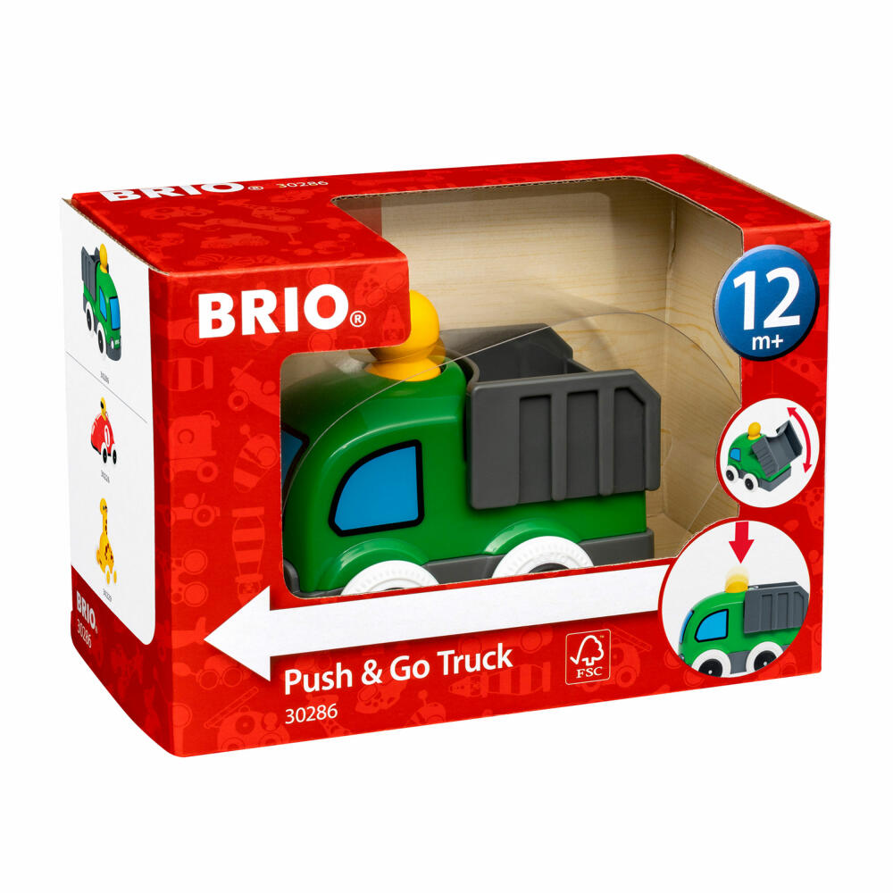 BRIO Push & Go LKW, Lastwagen, Schiebespielzeug, Schiebeauto, Spielzeug Auto, Holz, 63028600