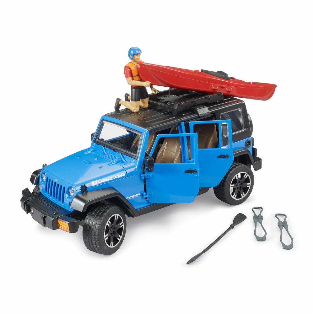 Bruder Jeep Wrangler Rubicon Unlimited with Kayak and Figure, Toy Car, Toy Car, 02529