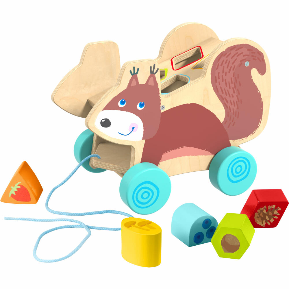 HABA Pull-along figure squirrel, pull-along toy, pull-along animal, toy, from 12 months, 1306938001