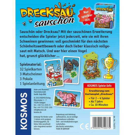 KOSMOS Kinderspiele Drecksau -Sauschön, Erweiterung zum Grundspiel, Kartenspiel, Karten Spiel, ab 7 Jahren, 740375