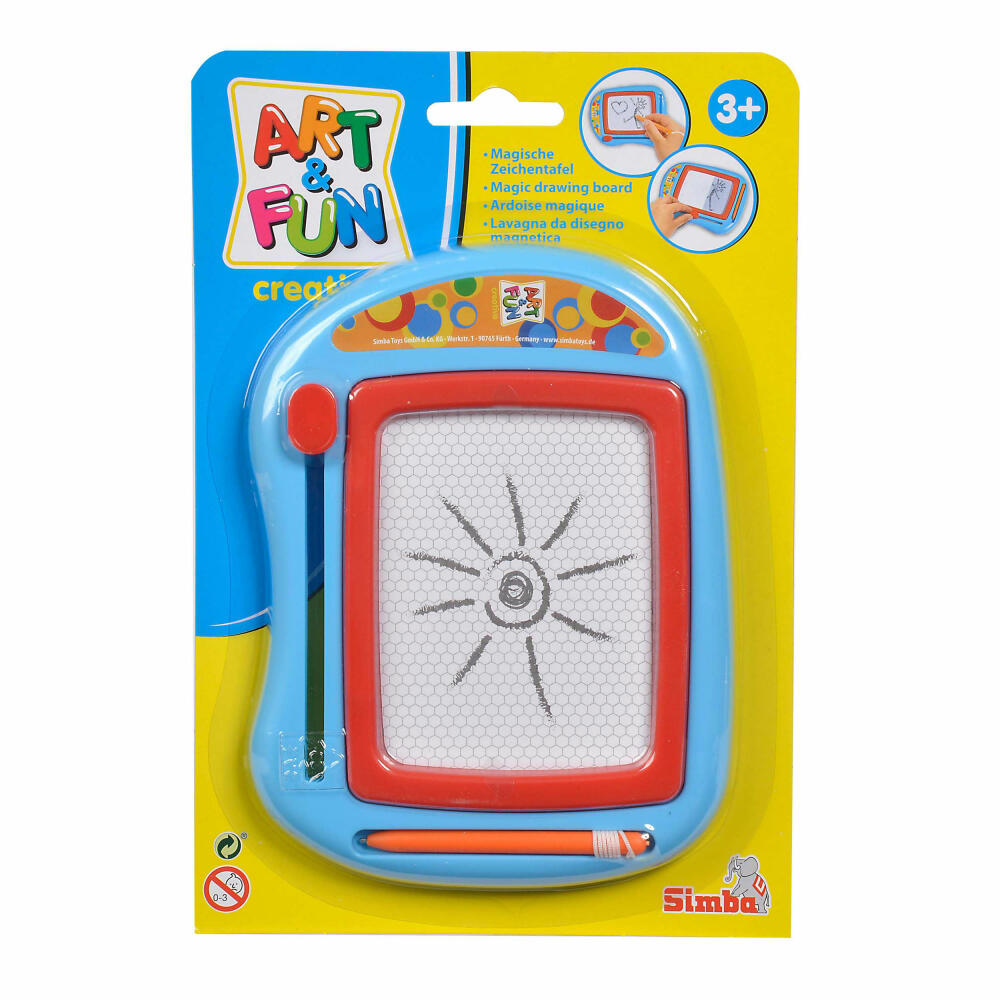 Simba Art & Fun Kleine Zeichentafel, Maltafel, Malkasten, mit Stift, 16 x 13 cm, 106334148