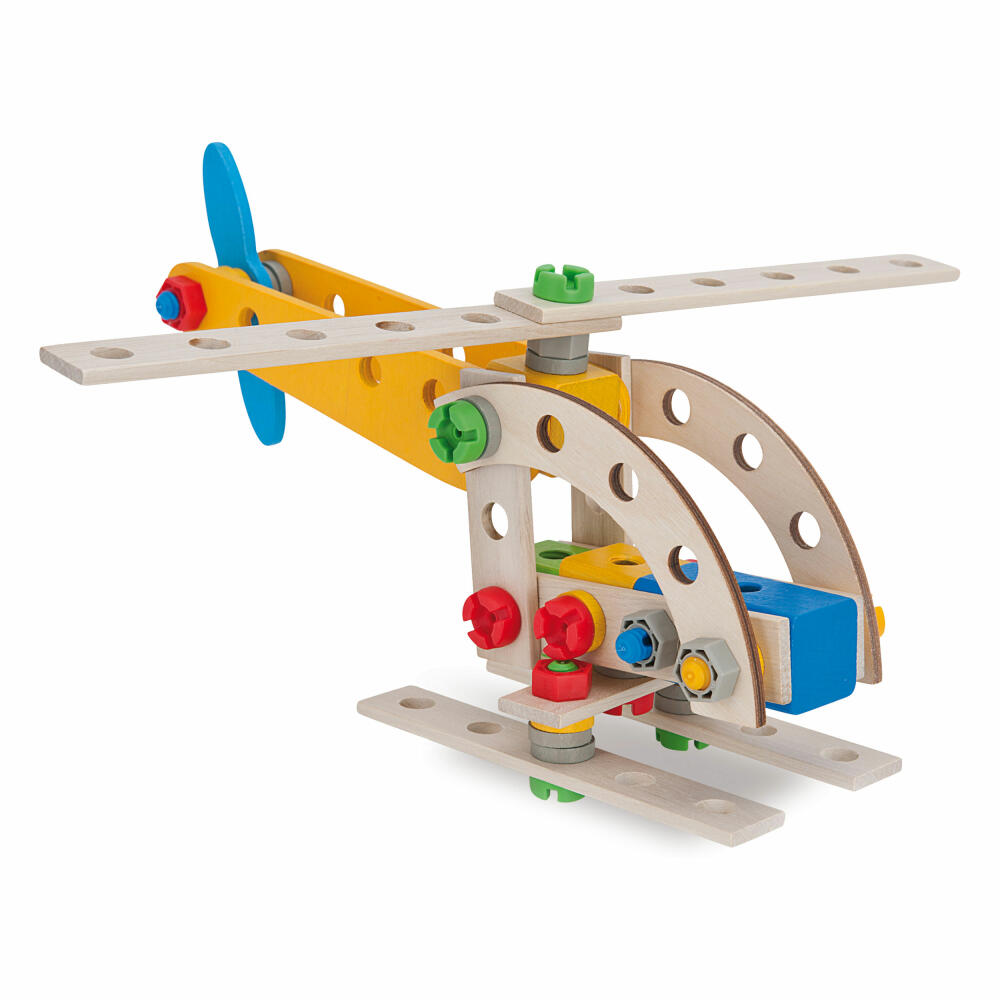 Eichhorn Constructor Kranwagen Set, 70-tlg., Baukasten, Bau Set, Bausatz, Kinder Spielzeug, Holz, 100039022