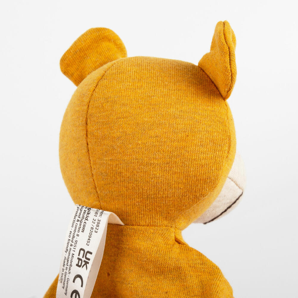 sigikid jersey cloth bear Tiny Tissues, comfort blanket, cuddly blanket, cotton, yellow, 26 cm, 39823