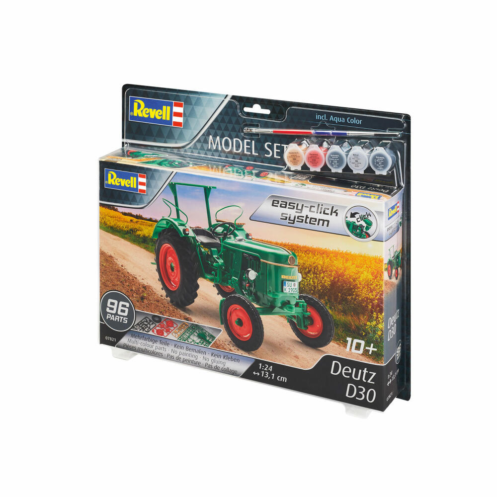 Revell Model Set Deutz D30, Traktor, Easy Click System, Modellbausatz mit Farben, 96 Teile, ab 10 Jahren, 67821