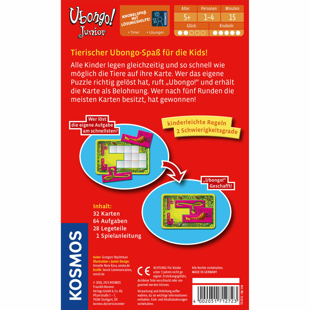 KOSMOS Ubongo! Junior Bring Along Game, Puzzle Game, Logic Game, Children's Game, Children, from 5 years, 712723