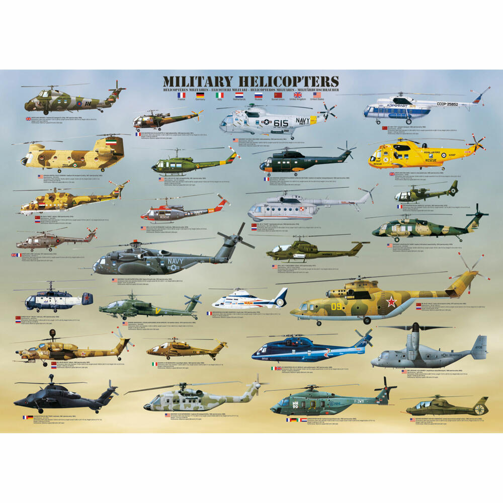 Eurographics Puzzle Militärhelikopter, Hubschrauber, 500 Teile, 68 x 48 cm, 6500-0088