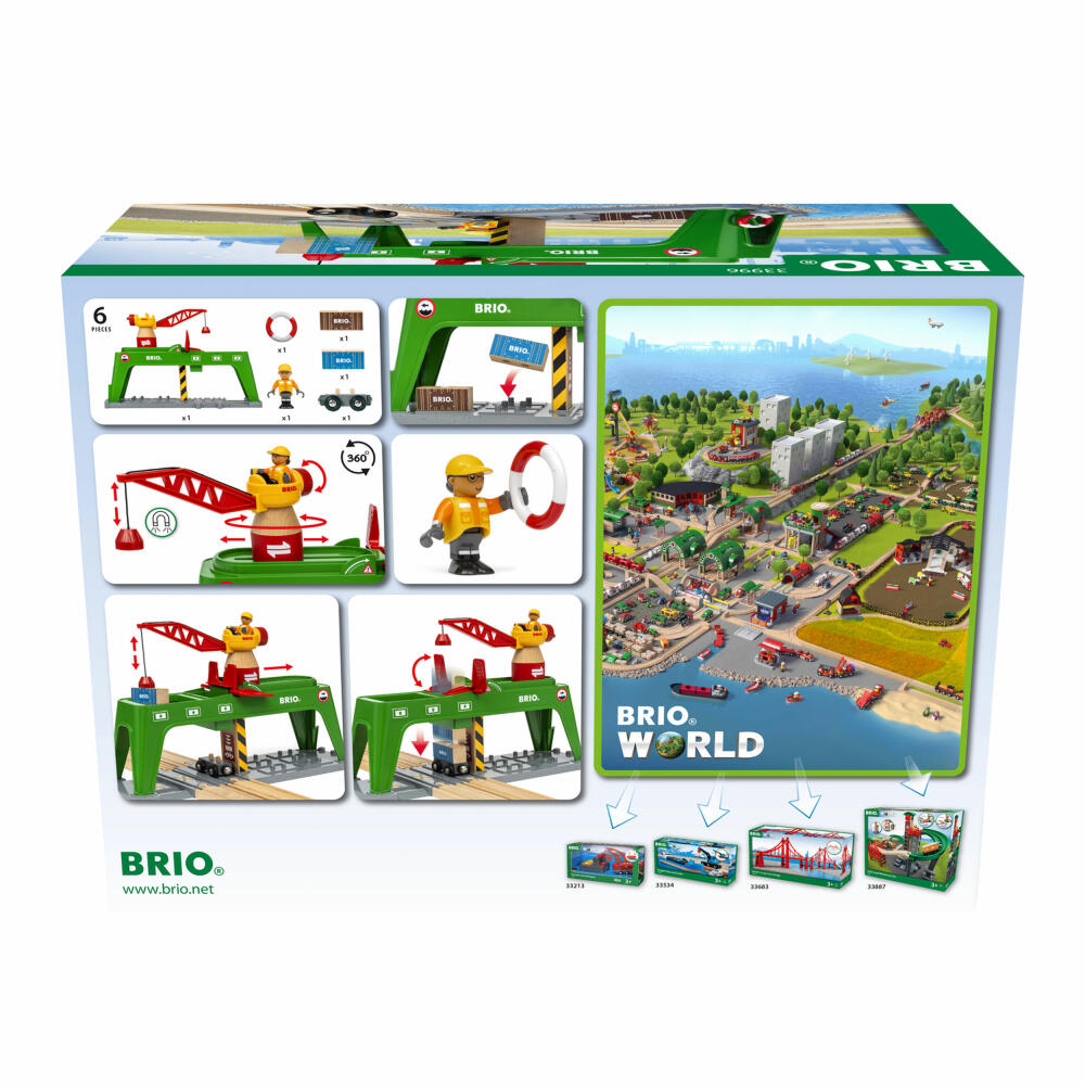 BRIO Bahn Verlade-Terminal, Containerkran, Eisenbahnset, Holzeisenbahn, Zubehör, 63399600