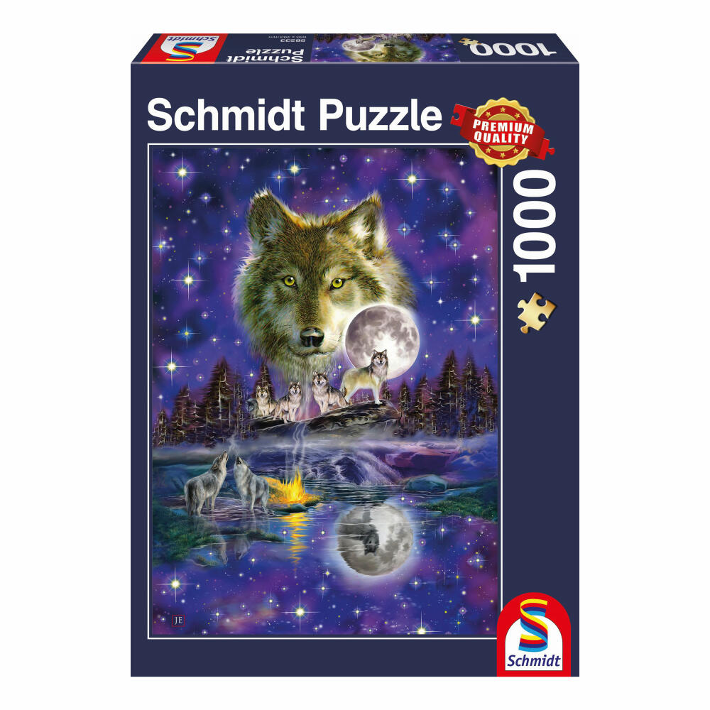 Schmidt Spiele Wolf im Mondlicht, Puzzle, Erwachsenenpuzzle, Standard, 1000 Teile, 58233