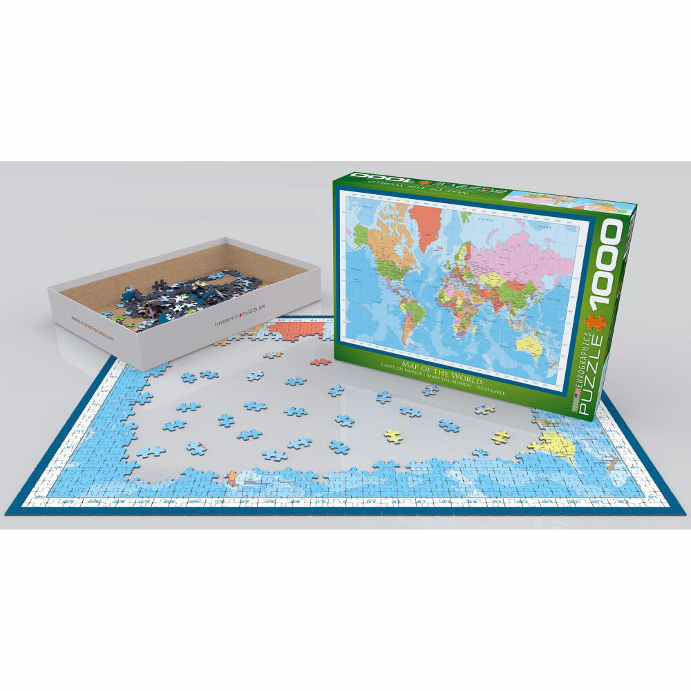 Eurographics Puzzle Weltkarte, Geographie, 1000 Teile, 68 x 48 cm, 6000-1271