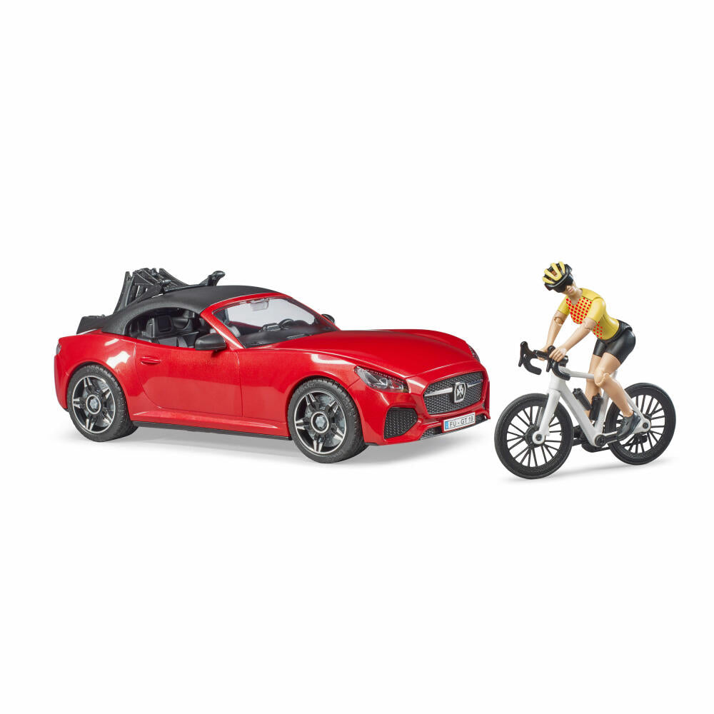 Bruder Leisure Roadster, with racing bike, cyclist, model car, model car, toy, 03485