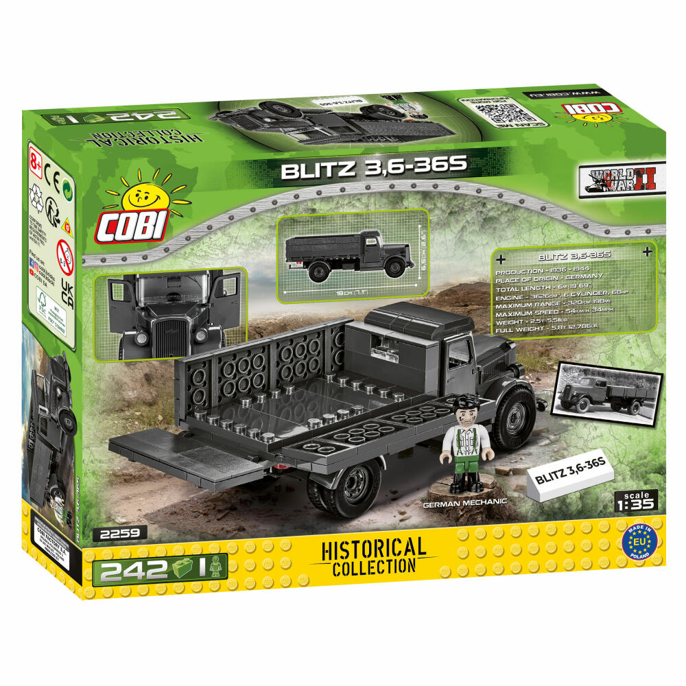 Cobi Klemmbausteinset Blitz 3.6-36S Truck, World War 2, Militär Spielzeug, 242 Teile, 2259
