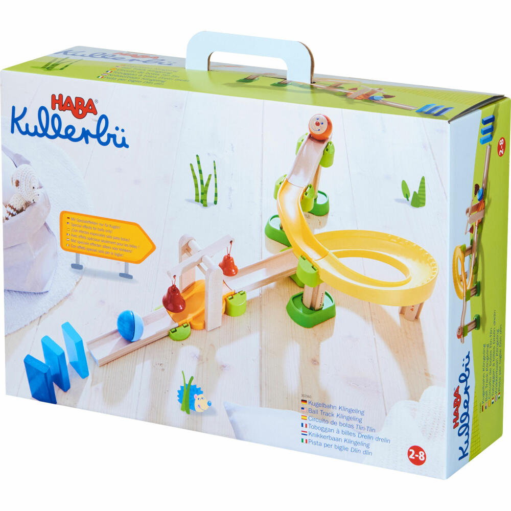 HABA Kullerbü Ball Track Klingeling, Wooden Ball Track, Wooden Blocks, Wooden Track, Beech, Metal, 302060