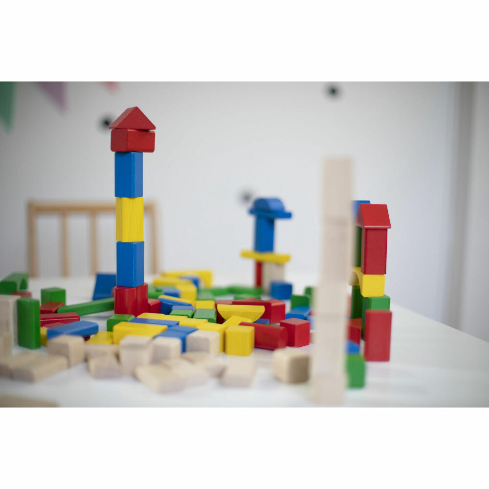 Eichhorn Colorful Wooden Building Blocks, 100 pcs., Wooden Blocks, Building Blocks, Building Blocks, Wooden Blocks, from 1 year, Wood, 100010171