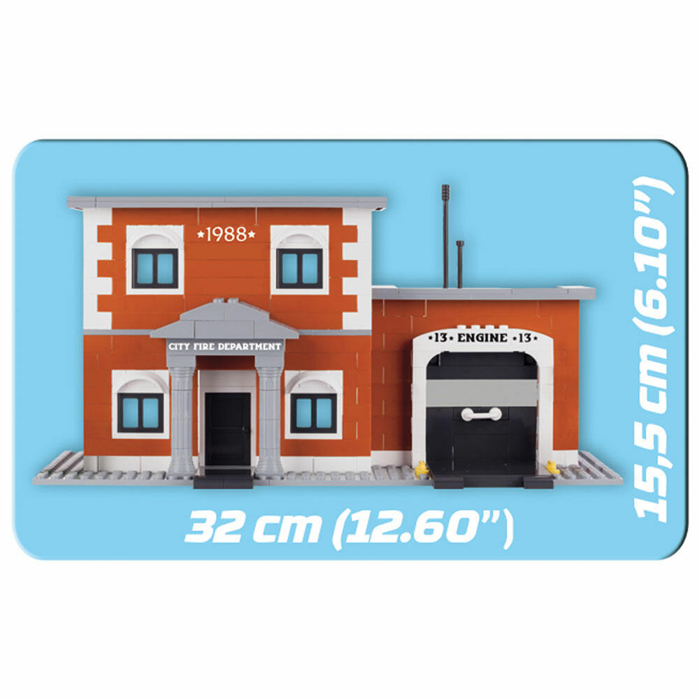 COBI Action Town Engine 13 Fire Station, Feuerwache, Feuerwehrmann, Einsatzfahrzeug, Spielzeug, Konstruktionsbausteine, Kunststoff, 330 Teile, 1477