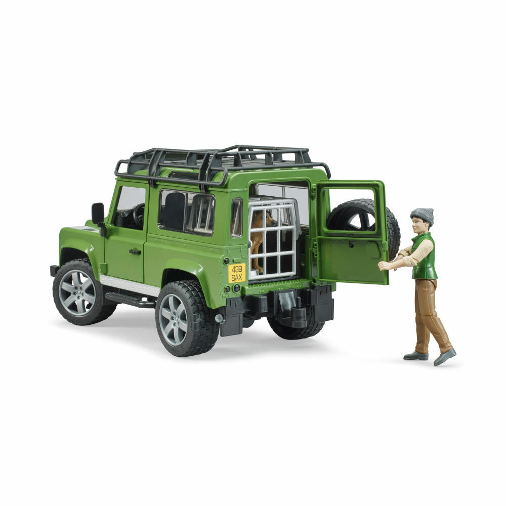 Bruder Forstwirtschaft Land Rover Defender Station Wagon, mit Förster und Hund, Modellfahrzeug, Modell Fahrzeug, Spielzeug, 02587