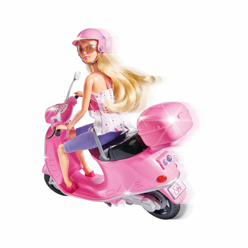Simba Steffi Love Chic City Scooter, Scooter, Moped, with Helmet Compartment, Doll, Toy, 29 cm, 105730282