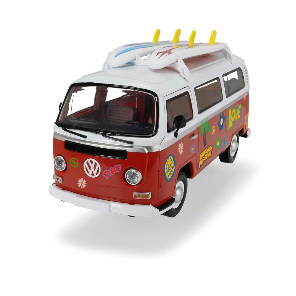 Dickie Toys Volkswagen Bully Surfer Van, VW Bus, Hippie Bus, Toy Car, 1:14, 203776001