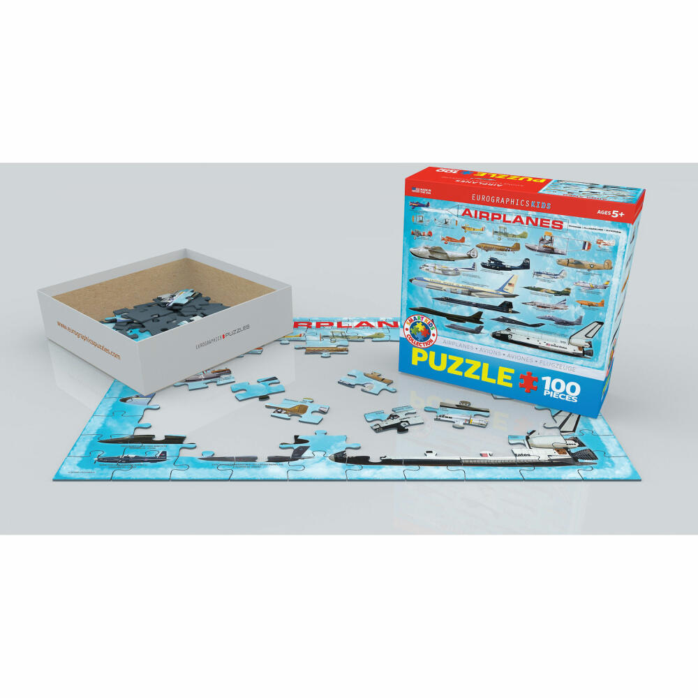 Eurographics Puzzle Flugzeuge, Kinderpuzzle, 100 Teile, 48 x 33 cm, 6100-0086