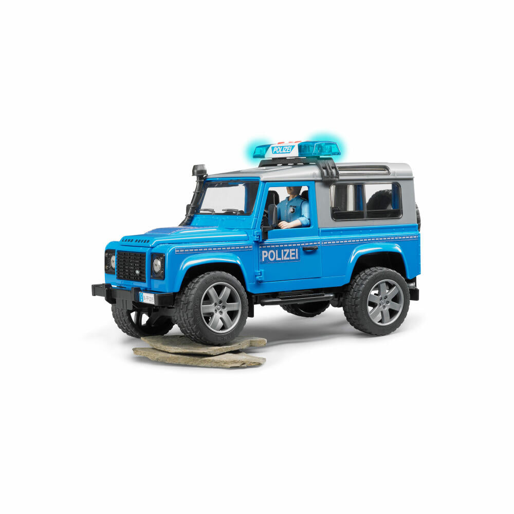 Bruder Land Rover Defender Station Wagon Polizei, mit Polizist, Modellfahrzeug, Modell Fahrzeug, Spielzeug, 2597