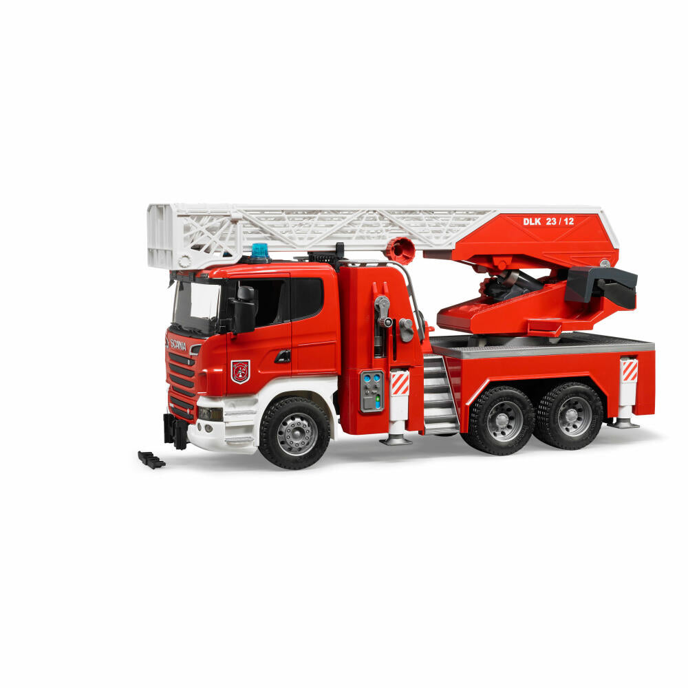 Bruder Emergency Vehicles Scania R-Series Fire Brigade Ladder Truck, with Light & Sound Module, Fire Brigade, Model Vehicle, Model Vehicle, Toy, 03590