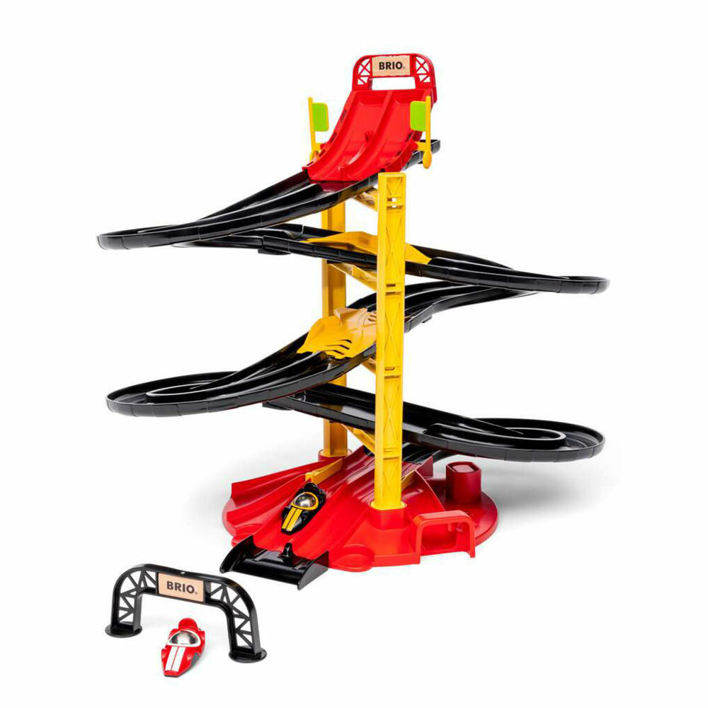 BRIO Rennbahn-Turm mit zwei Rennwagen, Rennstrecke, Rennauto, Spielzeug, 63055000