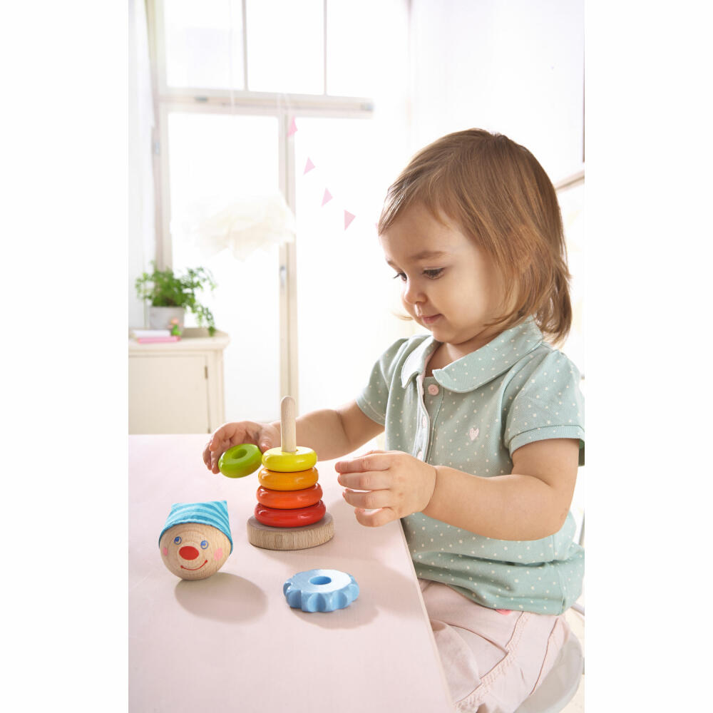 HABA Steckspiel Kasper, 8-tlg., Stapelspiel, Sortierspiel, Holzspielzeug, 302913