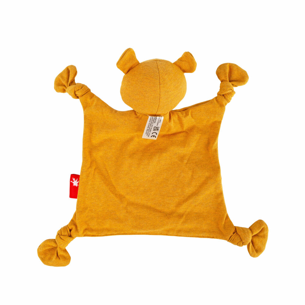 sigikid jersey cloth bear Tiny Tissues, comfort blanket, cuddly blanket, cotton, yellow, 26 cm, 39823