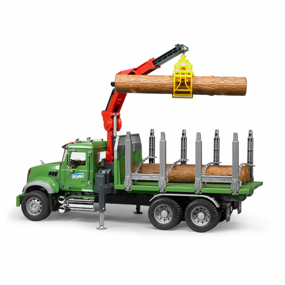 Bruder Forestry MACK Granite Timber Transport Truck, with Loading Crane, Grab, Model Vehicle, Model Vehicle, Toy, 02824