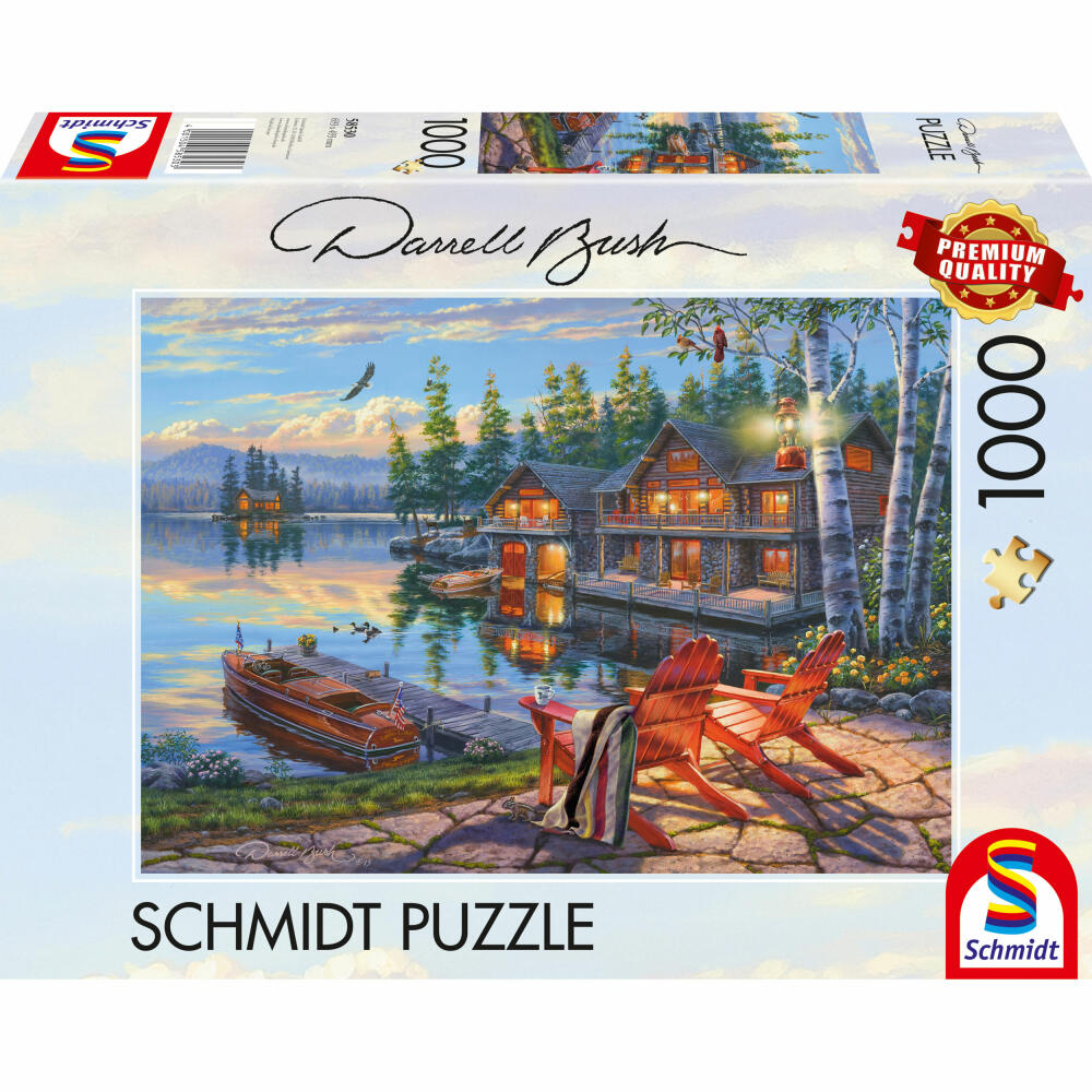 Schmidt Spiele Puzzle Lakeshore at Loon Lake, New York, Darrel Bush, Adult Puzzle, Premium, 1000 Pieces, 58530